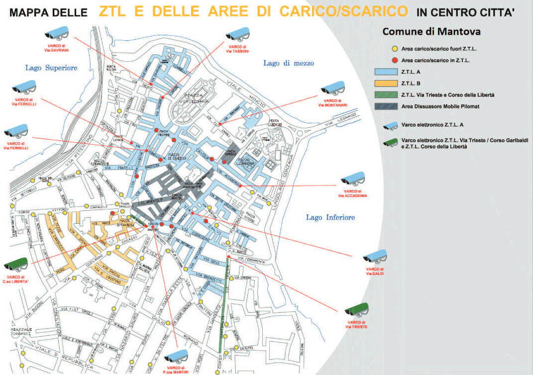 driving restriction map for Mantova Lombardia Italy Mantova map