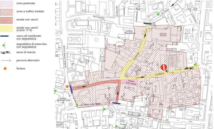 driving restriction map for Pioltello Lombardia Italy Pioltello map