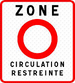 France Paris Loe emission zone LEZ street sign