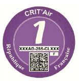 Французький стікер Crit'Air фіолетовий