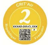 Французький Crit'Air стікер жовтий