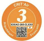 Французький Crit'Air стікер помаранчевий